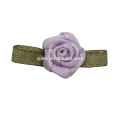 party decorated purple rose with green leaf mini ribbon flower small ribbon bow